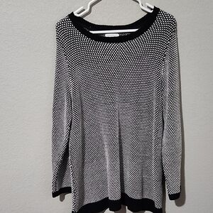 Charter Club Sweater Womens Size 2X Black White Crew Scoop Neck